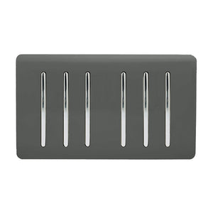 Trendiswitch Artistic Modern 6 Gang 1 or 2 Way Light Switch Twin Plate