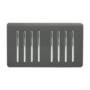 Trendiswitch Artistic Modern 8 Gang 1 or 2 Way 10A Light Switch Twin Plate