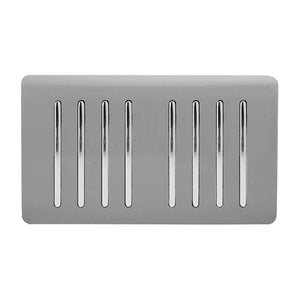 Trendiswitch Artistic Modern 8 Gang 1 or 2 Way 10A Light Switch Twin Plate