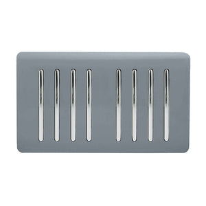 Trendiswitch Artistic Modern 8 Gang 1 or 2 Way 10A Light Switch Twin Plate