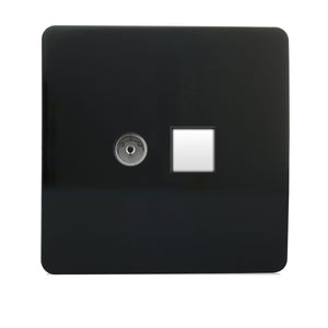 Trendiswitch Artistic Modern 2 Gang Female TV Co-Axial & RJ45 Cat 5e PC Ethernet Sockets