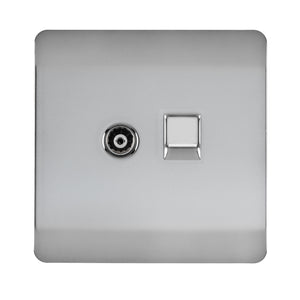 Trendiswitch Artistic Modern 2 Gang Female TV Co-Axial & RJ45 Cat 5e PC Ethernet Sockets