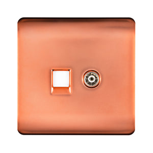 Trendiswitch Artistic Modern 2 Gang Female TV Co-Axial & RJ45 Cat 5e PC Ethernet Sockets