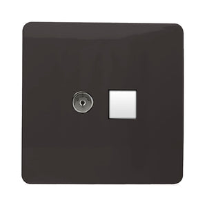 Trendiswitch Artistic Modern 2 Gang Female TV Co-Axial & RJ45 Cat 5e PC Ethernet Sockets