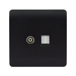 Trendiswitch Artistic Modern 2 Gang Female TV Co-Axial & RJ45 Cat 5e PC Ethernet Sockets