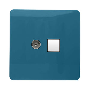 Trendiswitch Artistic Modern 2 Gang Female TV Co-Axial & RJ45 Cat 5e PC Ethernet Sockets