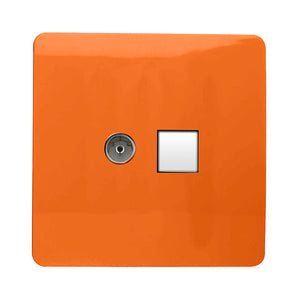 Trendiswitch Artistic Modern 2 Gang Female TV Co-Axial & RJ45 Cat 5e PC Ethernet Sockets