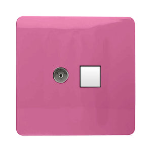 Trendiswitch Artistic Modern 2 Gang Female TV Co-Axial & RJ45 Cat 5e PC Ethernet Sockets