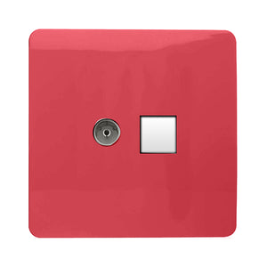 Trendiswitch Artistic Modern 2 Gang Female TV Co-Axial & RJ45 Cat 5e PC Ethernet Sockets