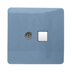 Trendiswitch Artistic Modern 2 Gang Female TV Co-Axial & RJ45 Cat 5e PC Ethernet Sockets