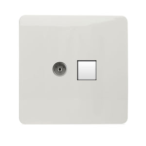 Trendiswitch Artistic Modern 2 Gang Female TV Co-Axial & RJ45 Cat 5e PC Ethernet Sockets