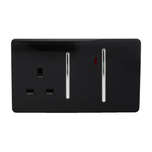 Trendiswitch Artistic Modern 45 Amp Cooker Switch and 13 Amp Plug Socket with Neon