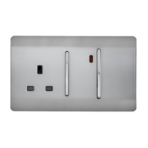 Trendiswitch Artistic Modern 45 Amp Cooker Switch and 13 Amp Plug Socket with Neon