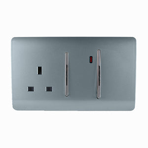 Trendiswitch Artistic Modern 45 Amp Cooker Switch and 13 Amp Plug Socket with Neon