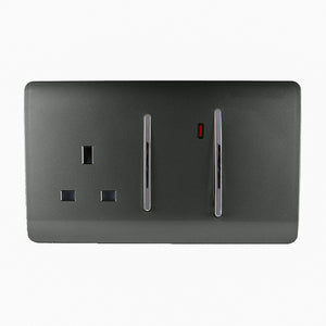 Trendiswitch Artistic Modern 45 Amp Cooker Switch and 13 Amp Plug Socket with Neon