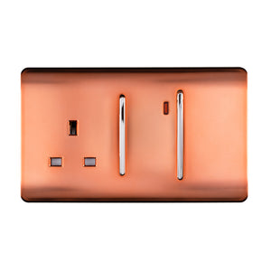 Trendiswitch Artistic Modern 45 Amp Cooker Switch and 13 Amp Plug Socket with Neon