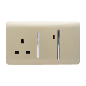 Trendiswitch Artistic Modern 45 Amp Cooker Switch and 13 Amp Plug Socket with Neon