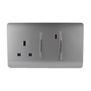 Trendiswitch Artistic Modern 45 Amp Cooker Switch and 13 Amp Plug Socket with Neon