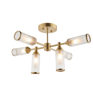 STA213087 Stanford 6 Light Semi Flush Brass with Glass