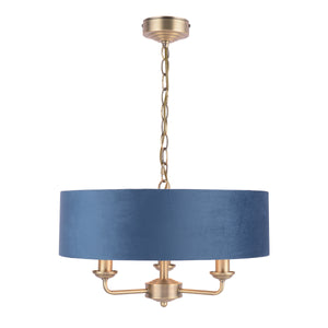 Laura Ashley LA3756209-Q Sorrento 3 Light Pendant Antique Brass/Blue