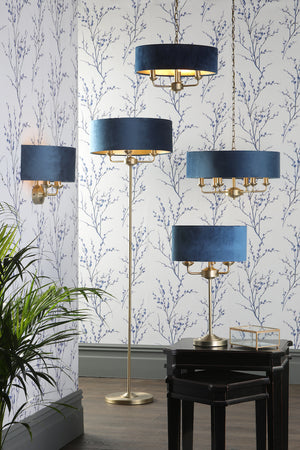 Laura Ashley LA3756235-Q Sorrento 3 Light Floor Lamp Antique Brass/Blue