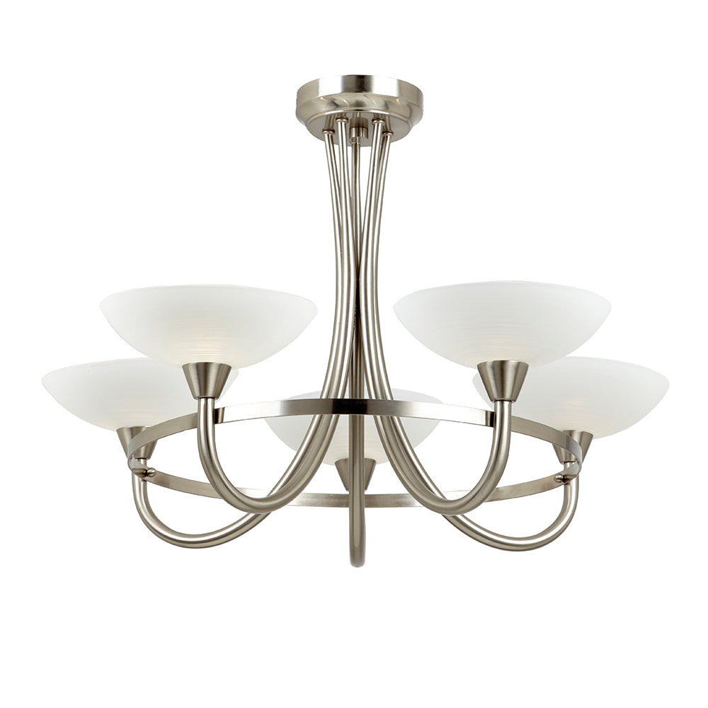 ENDON CAGNEY-5SC Cagney 5 Light Semi Flush Satin Chrome