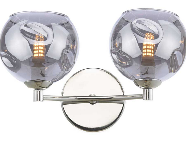 Degas 2lt Wall Light Polished Chrome Smoked Organic Glass DEGWPC/GALG015