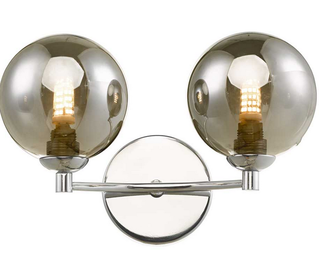 Degas 2lt Wall Light Polished Chrome Smoked Glass DEGWPC/GALG01