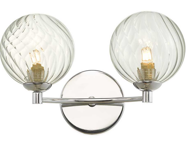 Degas 2lt Wall Light Polished Chrome Twisted Glass DEGWPC/GALG03