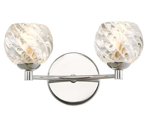 Degas 2lt Wall Light Polished Chrome Twisted Open Glass DEGWPC/GALG05