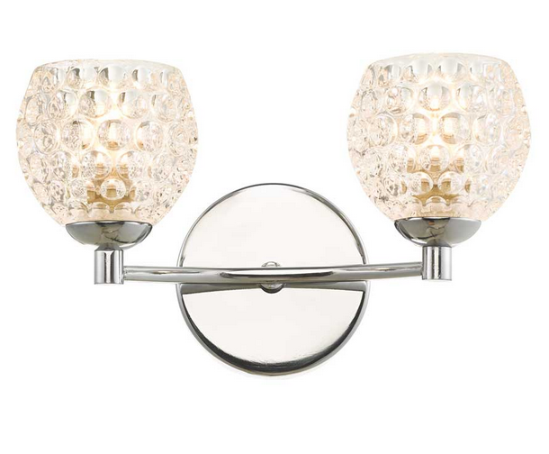 Degas 2lt Wall Light Polished Chrome Dimpled Open Glass DEGWPC/GALG06
