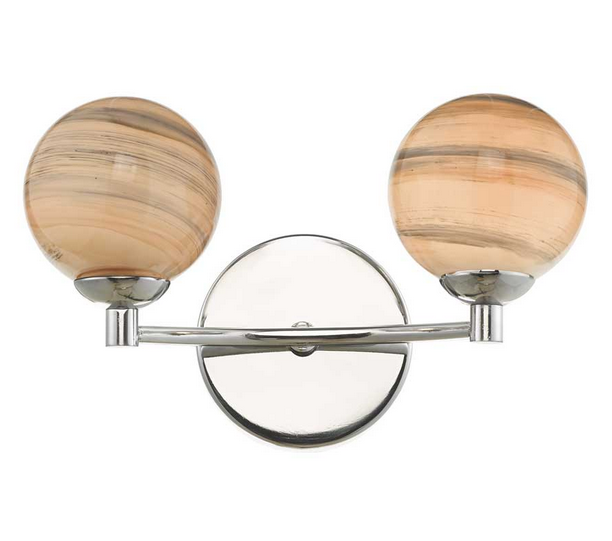 Degas 2lt Wall Light Polished Chrome Small Planet Style Glass DEGWPC/GALG07