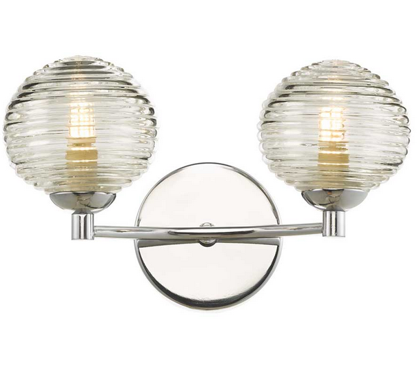 Degas 2lt Wall Light Polished Chrome Ribbed Glass DEGWPC/GALG08