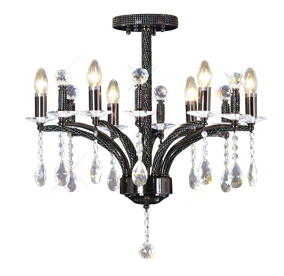 Diyas IL30366 Fiore 6 Light Semi Flush Black Chrome