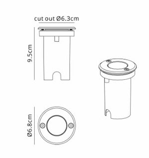 EM7905 PAIGE 68MM In Ground LED Spotlight 3W LED 3000K IP65