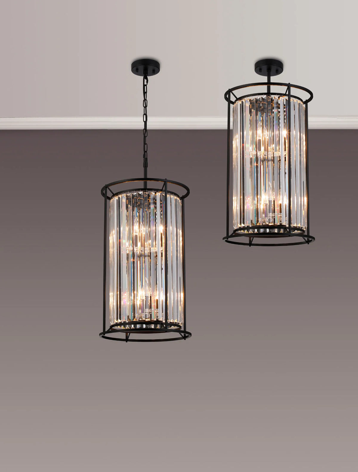 Bardem 36cm 2 Tier Pendant Satin Black EM9019-HSA
