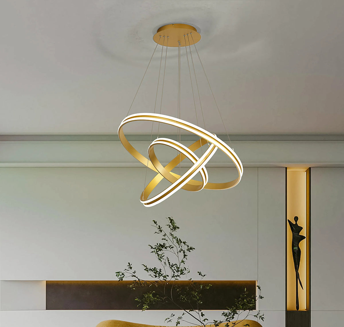 Nolte 3 Ring LED Pendant, Sand Gold, EMGS0777-HSA