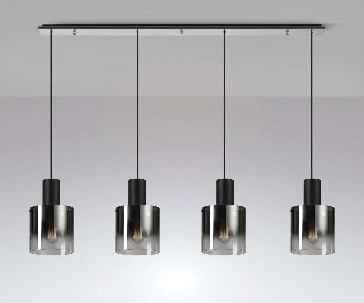 Valentino 4 Light Black Linear Pendant, EMMS/LB4805-HSA