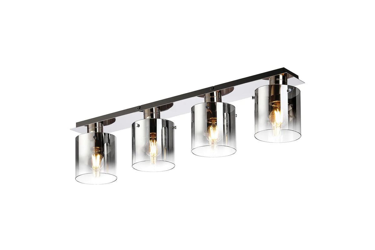 Valentino 4 Light Linear Flush Ceiling Light, EMMS/NP3969-HSA