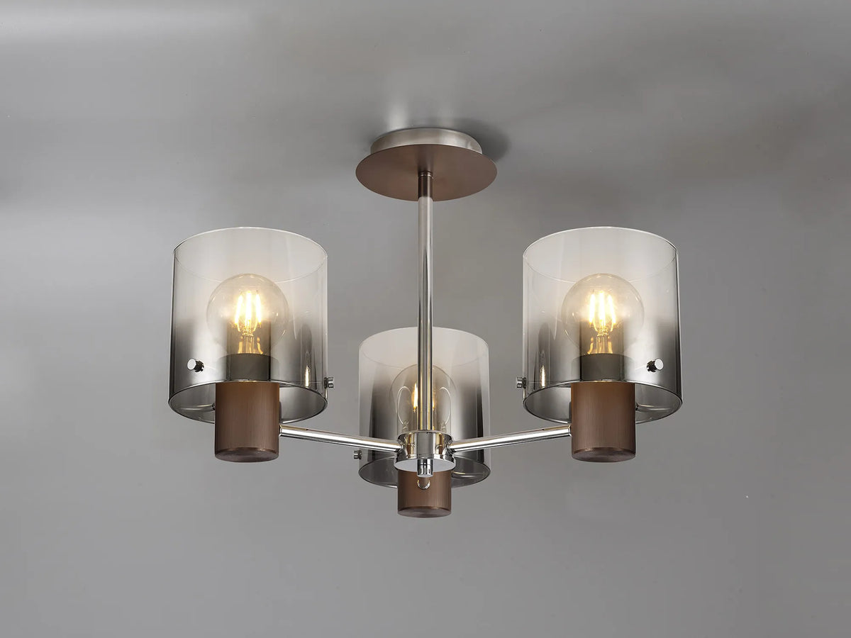 Valentino Smoked Glass Semi Ceiling Light, EMMS/OM1205-HSA