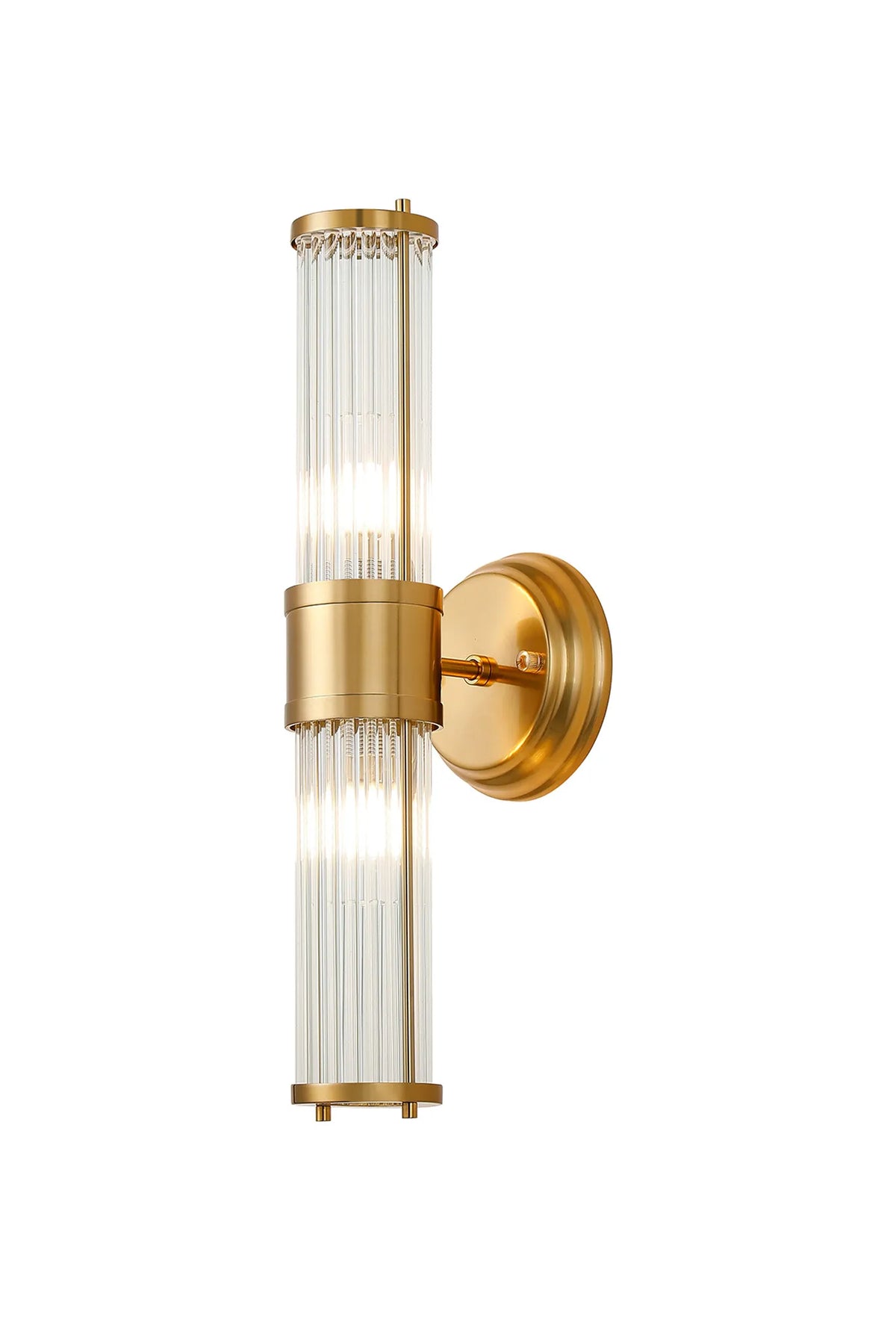 Landis 2 Light Glass Rod Up &amp; Down Wall Light Gold IP44 EMOG2199-HSA