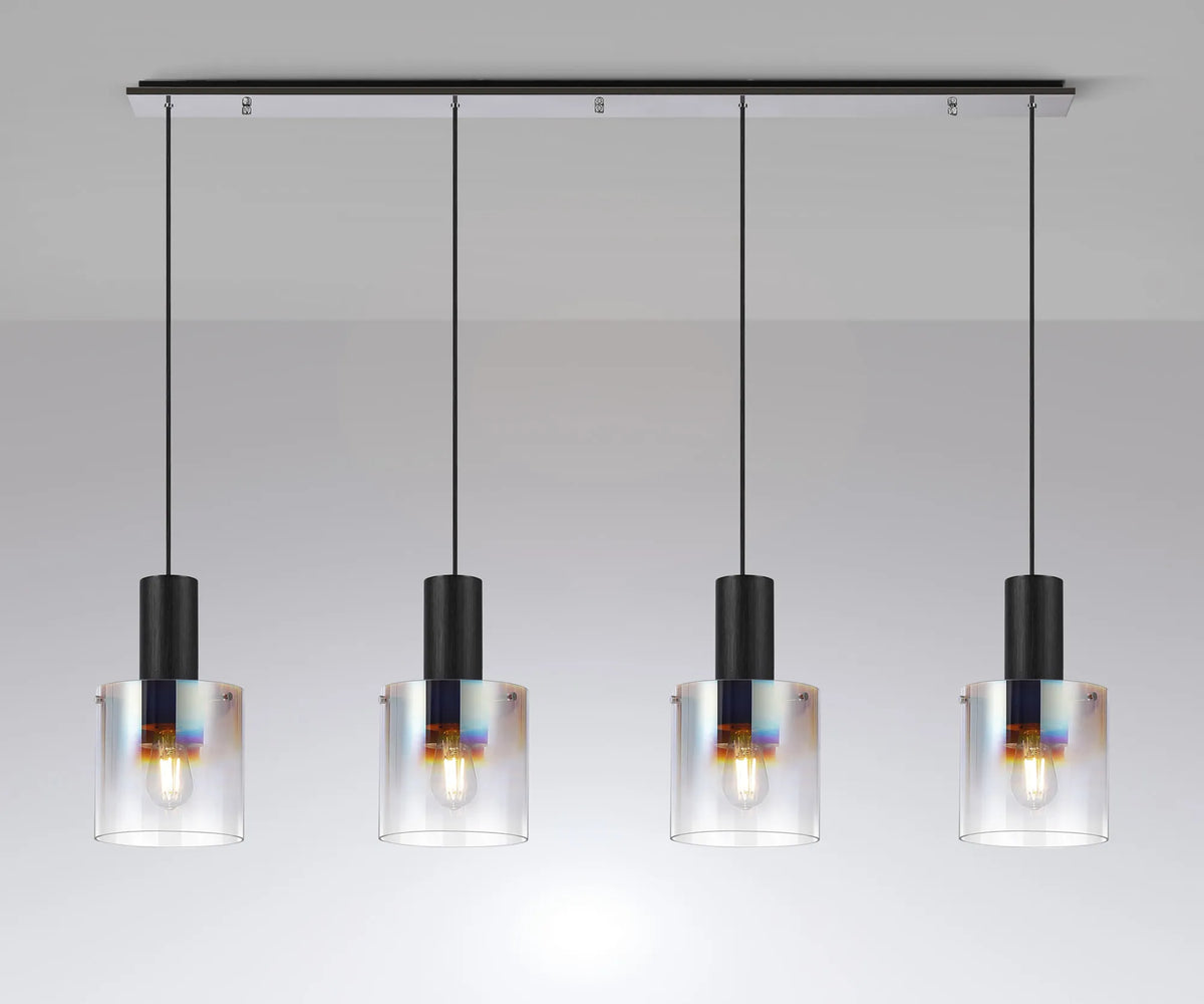 Valentino 4 Light Black Linear Pendant, EMRI/LB4805-HSA