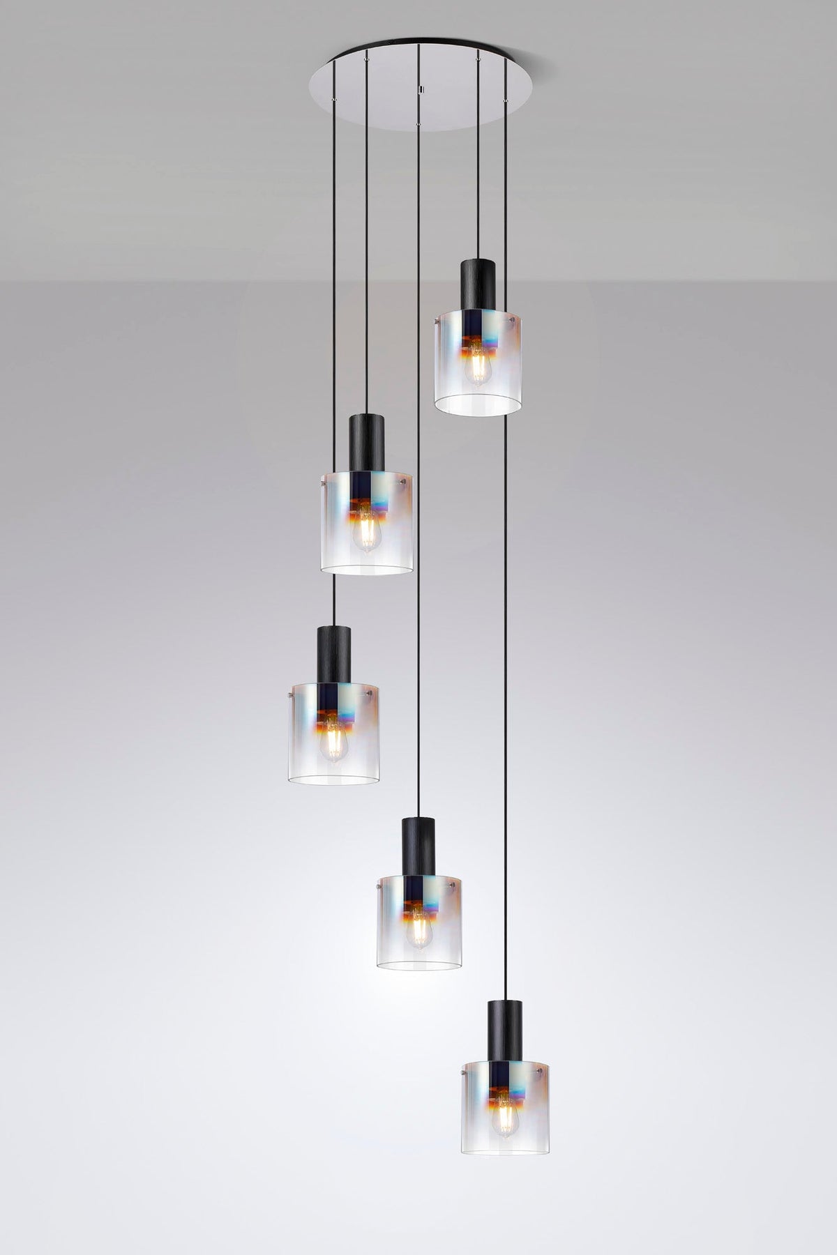 Valentino 5 Light Round Iridescent Pendant, EMRI/LB8869-HSA