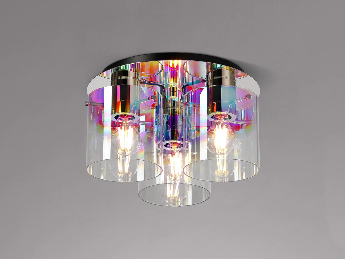 Valentino Round Iridescent Ceiling Light Flush, EMRI/NP2969-HSA