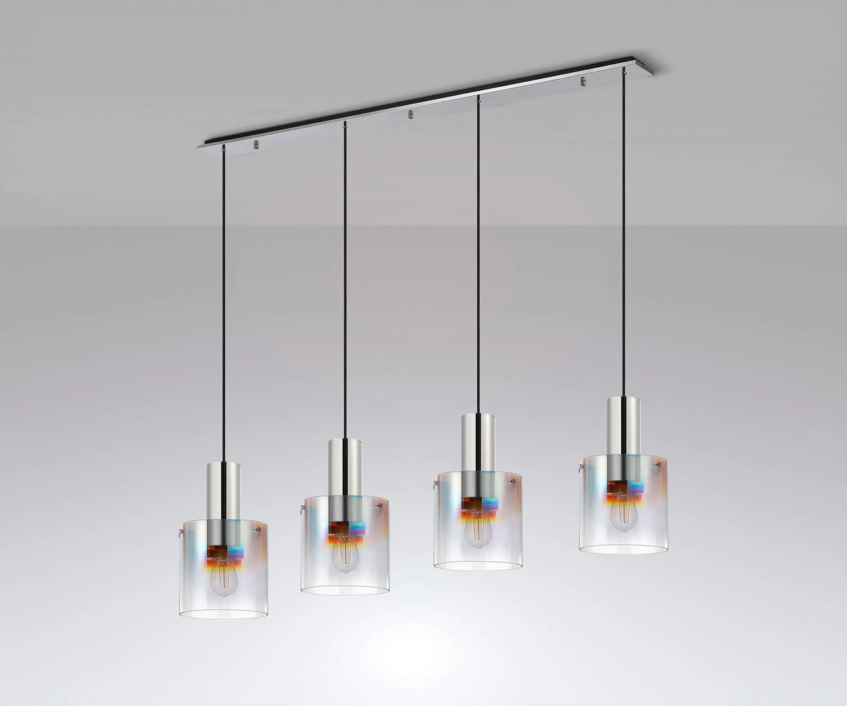 Valentino 4 Light Polished Nickel Linear Pendant, EMRI/NP4805-HSA