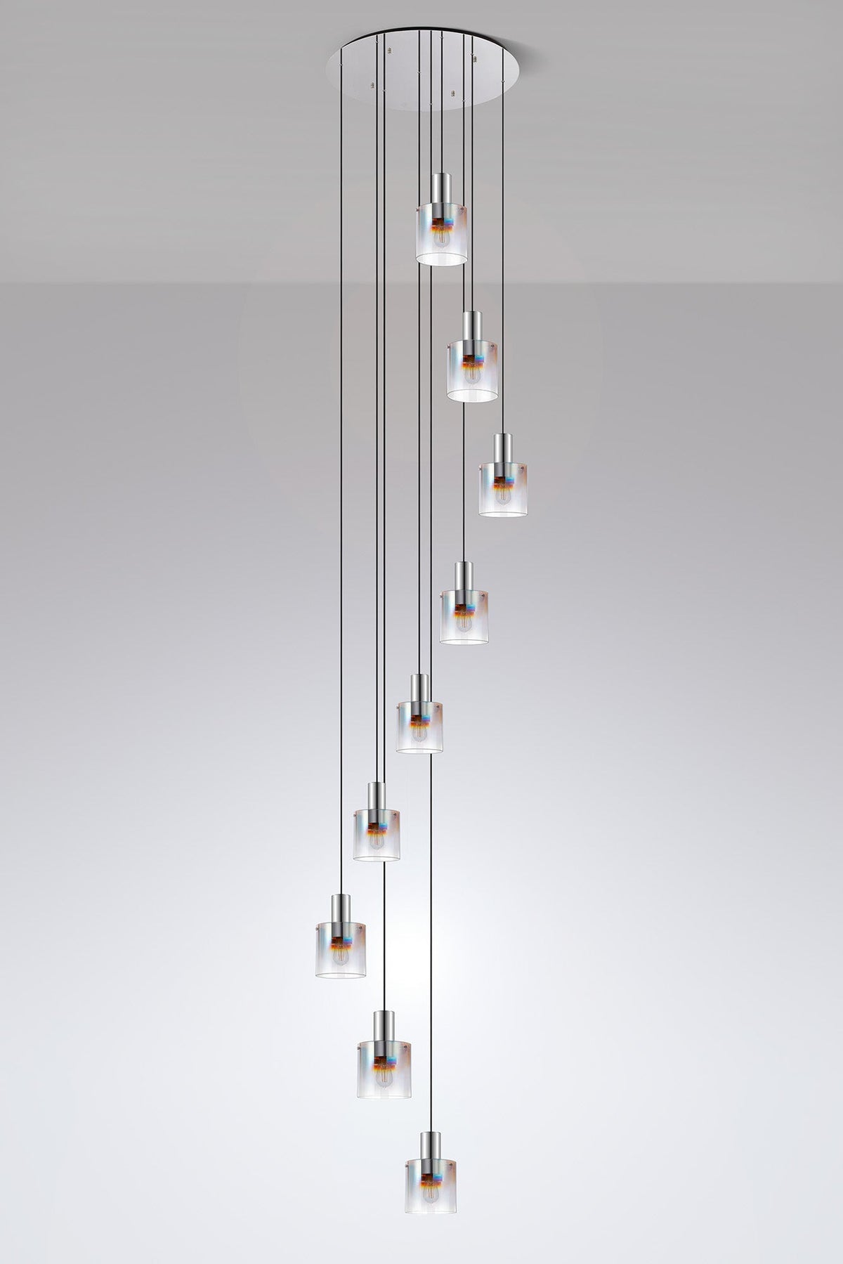 Valentino 9 Light Round Iridescent Pendant, EMRI/NP9869-HSA