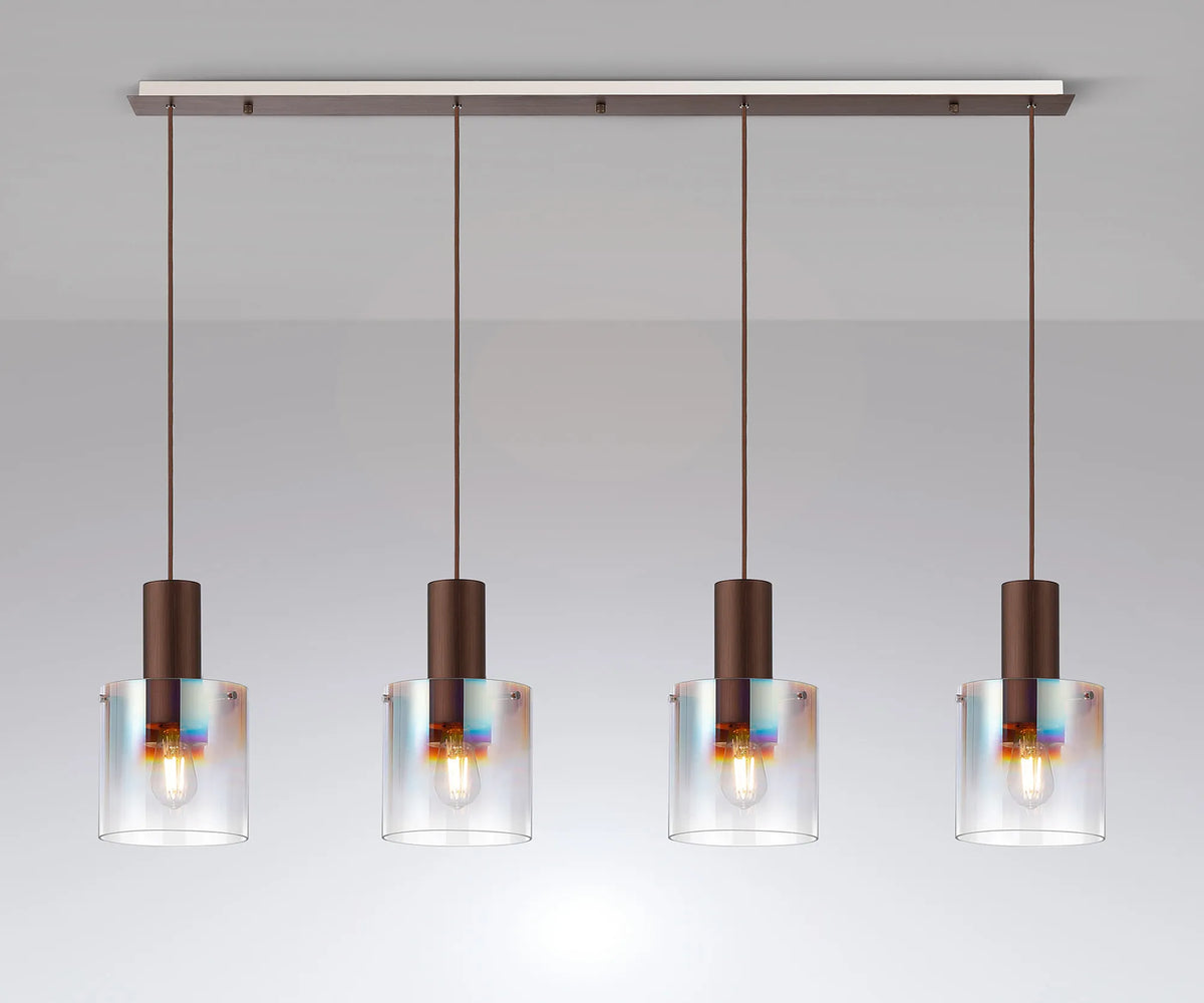 Valentino 4 Light Mocha Iridescent Linear Pendant, EMRI/OM4805-HSA