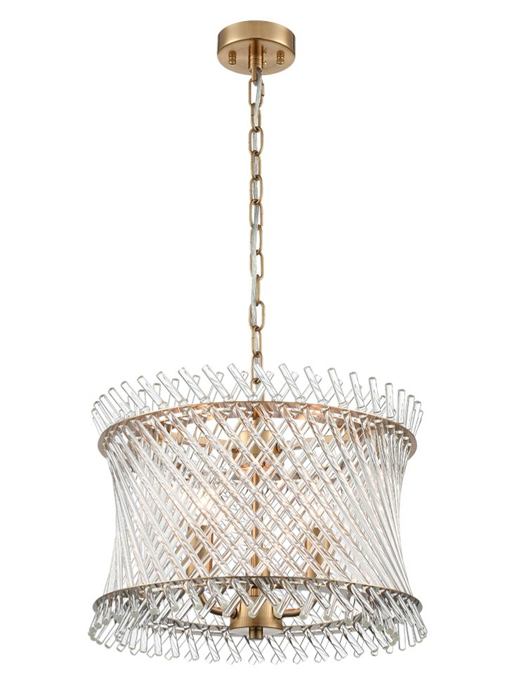Franklite FL2511-3 Ethereal 3 Light Pendant/Flush Aged Brass
