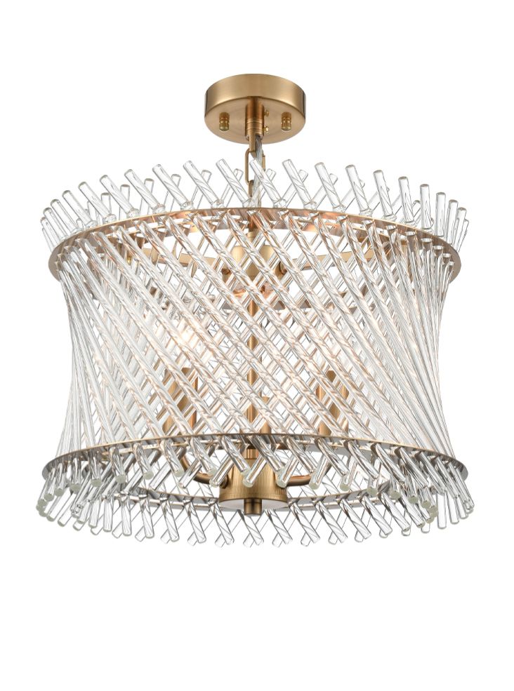 Franklite FL2511-3 Ethereal 3 Light Pendant/Flush Aged Brass