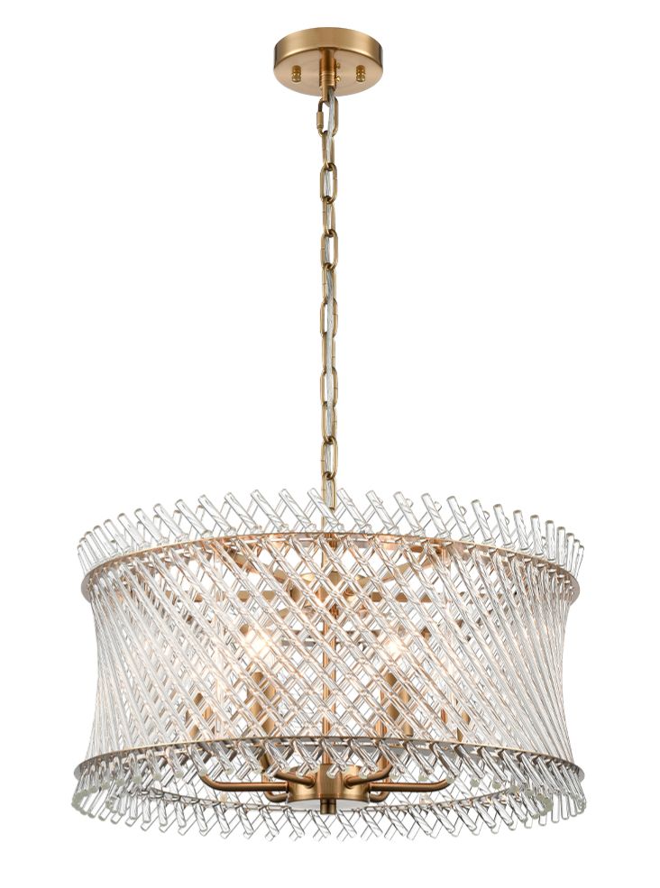 Franklite FL2511-6 Ethereal 6 Light Pendant/Flush Aged Brass